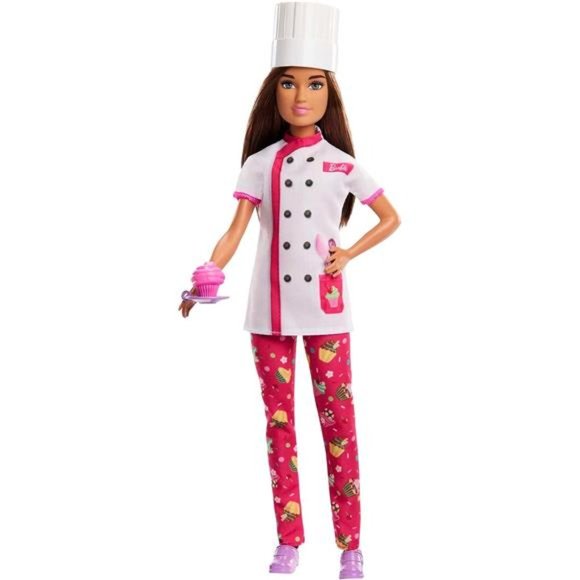 Barbie Career Doll Cute Pastry Chef Doll with Hat - Picture 1 of 6